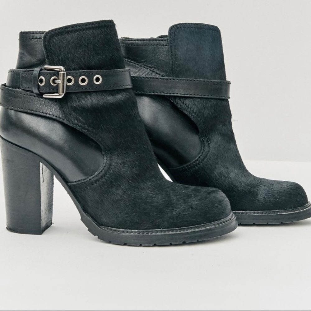 Allsaints Jules Jodhpur Pony Hair and Leather Belted Booties - Picture 1 of 12